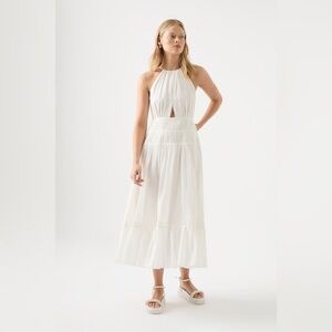 AJE 100% Cotton Ivory White Renata Eyelash Midi Dress Size AU14 US10 NWT